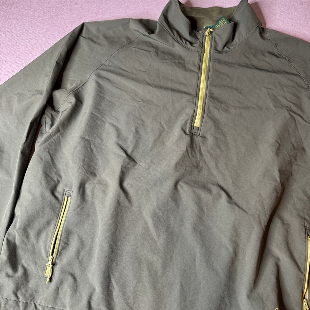 Cabelas Men 3XL Tall Olive Green Quarter Zip Pullover Stretch Windbreaker Jacket